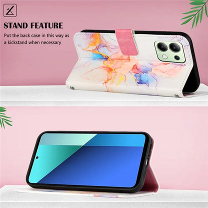 YB Pattern Printing Leather Series-6 For Xiaomi Redmi Note 13 4G Crossbody Phone Case Wallet Cover