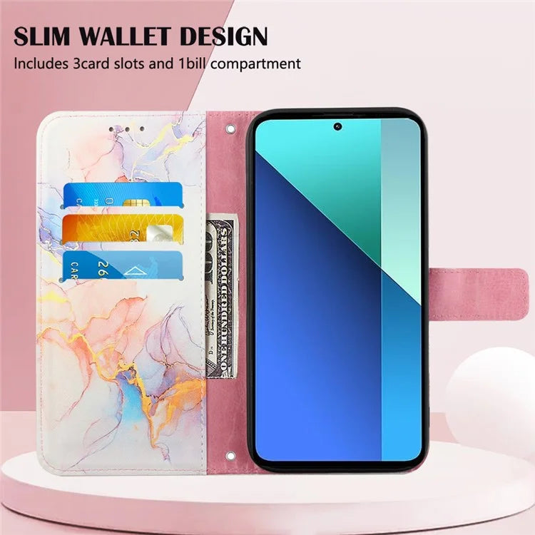 YB Pattern Printing Leather Series-6 For Xiaomi Redmi Note 13 4G Crossbody Phone Case Wallet Cover