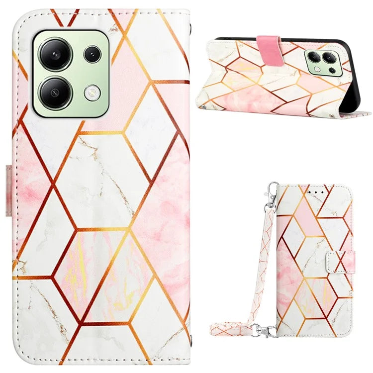 YB Pattern Printing Leather Series-6 For Xiaomi Redmi Note 13 4G Crossbody Phone Case Wallet Cover