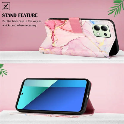 YB Pattern Printing Leather Series-6 For Xiaomi Redmi Note 13 4G Crossbody Phone Case Wallet Cover