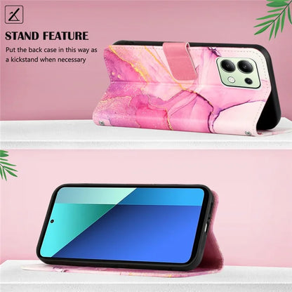 YB Pattern Printing Leather Series-6 For Xiaomi Redmi Note 13 4G Crossbody Phone Case Wallet Cover