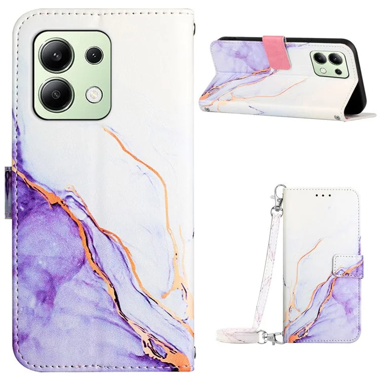 YB Pattern Printing Leather Series-6 For Xiaomi Redmi Note 13 4G Crossbody Phone Case Wallet Cover