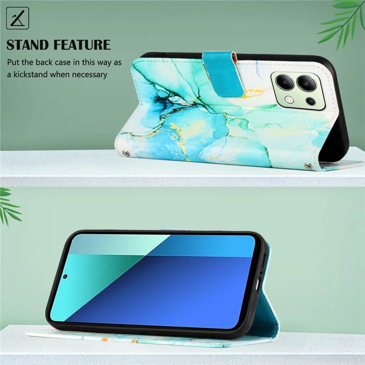 YB Pattern Printing Leather Series-6 For Xiaomi Redmi Note 13 4G Crossbody Phone Case Wallet Cover