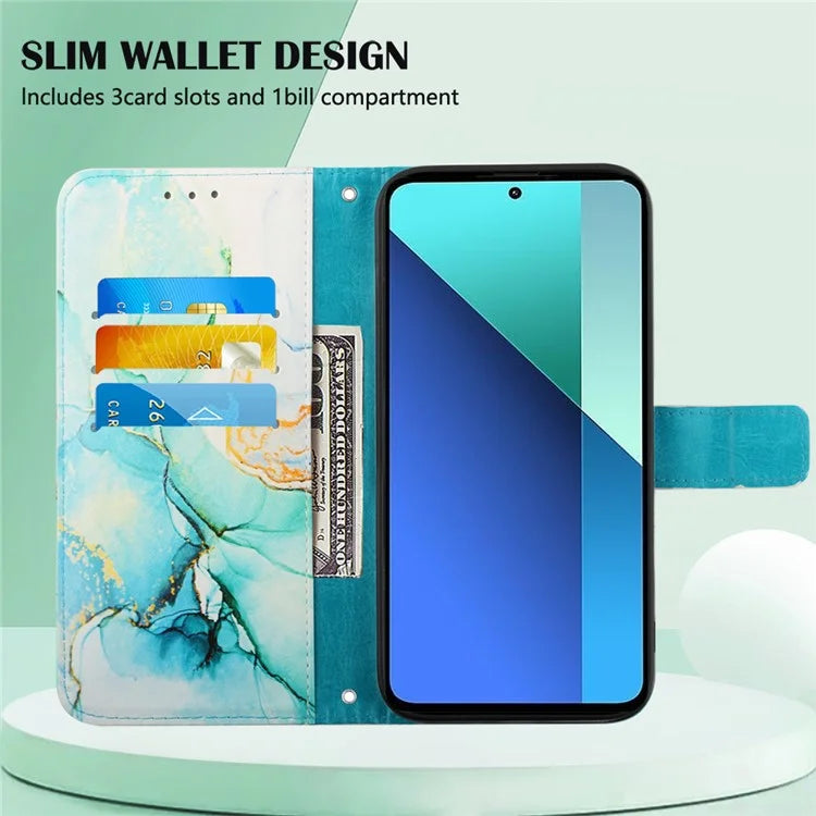 YB Pattern Printing Leather Series-6 For Xiaomi Redmi Note 13 4G Crossbody Phone Case Wallet Cover