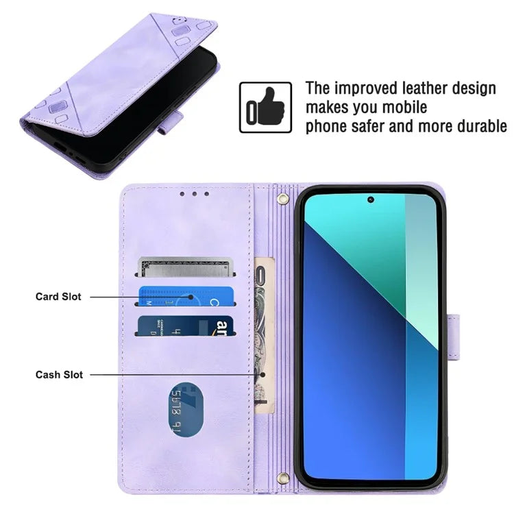 PT005 YB Imprinting Series-7 for Xiaomi Redmi Note 13 4G Case PU Leather + Soft TPU Flip Wallet Phone Cover