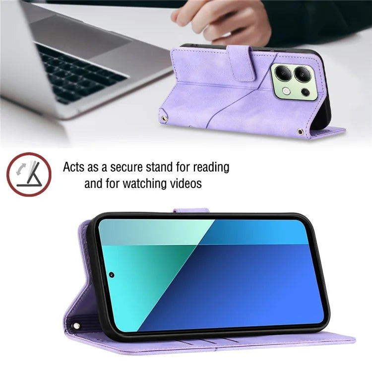 PT005 YB Imprinting Series-7 for Xiaomi Redmi Note 13 4G Case PU Leather + Soft TPU Flip Wallet Phone Cover