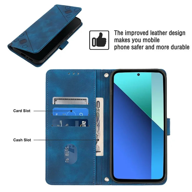 PT005 YB Imprinting Series-7 for Xiaomi Redmi Note 13 4G Case PU Leather + Soft TPU Flip Wallet Phone Cover