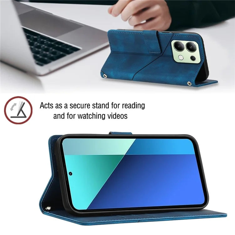 PT005 YB Imprinting Series-7 for Xiaomi Redmi Note 13 4G Case PU Leather + Soft TPU Flip Wallet Phone Cover