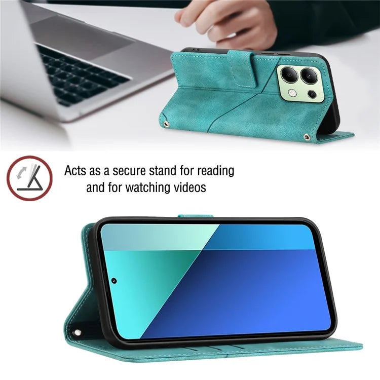 PT005 YB Imprinting Series-7 for Xiaomi Redmi Note 13 4G Case PU Leather + Soft TPU Flip Wallet Phone Cover