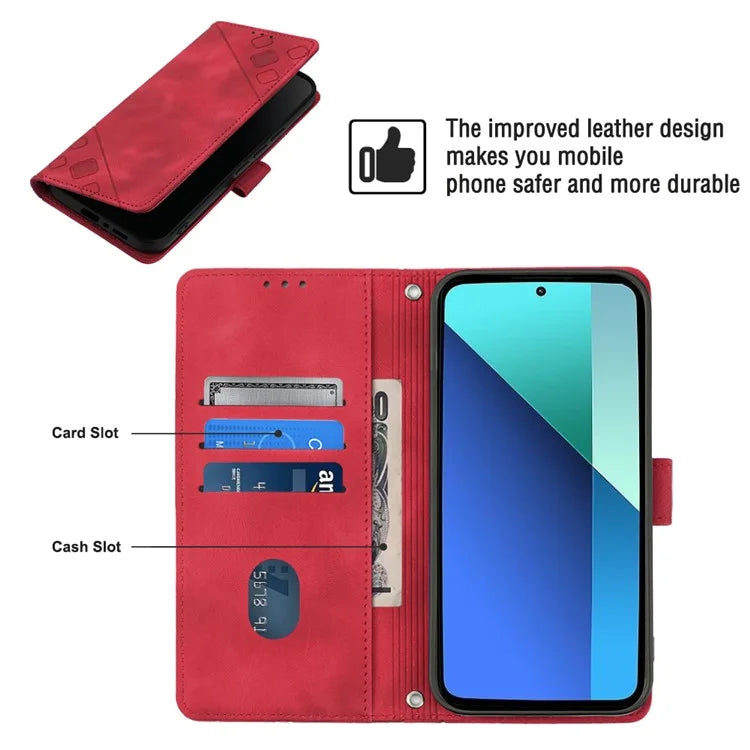 PT005 YB Imprinting Series-7 for Xiaomi Redmi Note 13 4G Case PU Leather + Soft TPU Flip Wallet Phone Cover