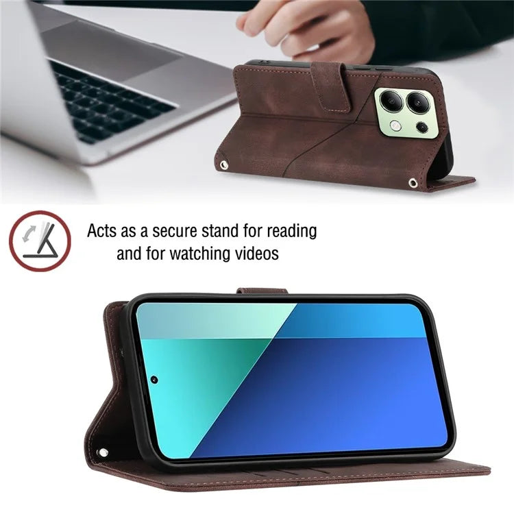 PT005 YB Imprinting Series-7 for Xiaomi Redmi Note 13 4G Case PU Leather + Soft TPU Flip Wallet Phone Cover