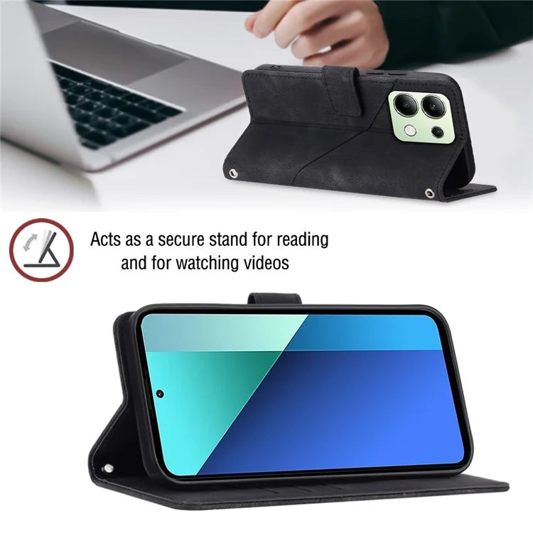 PT005 YB Imprinting Series-7 for Xiaomi Redmi Note 13 4G Case PU Leather + Soft TPU Flip Wallet Phone Cover