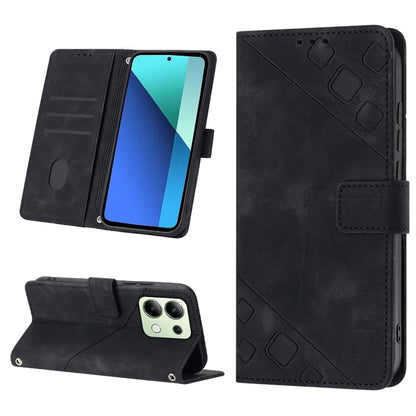 PT005 YB Imprinting Series-6 For Xiaomi Redmi Note 13 4G Leather Case with Hand Strap Wallet Cover