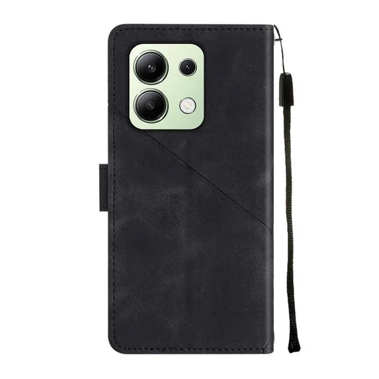 PT005 YB Imprinting Series-6 For Xiaomi Redmi Note 13 4G Leather Case with Hand Strap Wallet Cover