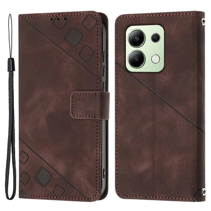 PT005 YB Imprinting Series-6 For Xiaomi Redmi Note 13 4G Leather Case with Hand Strap Wallet Cover