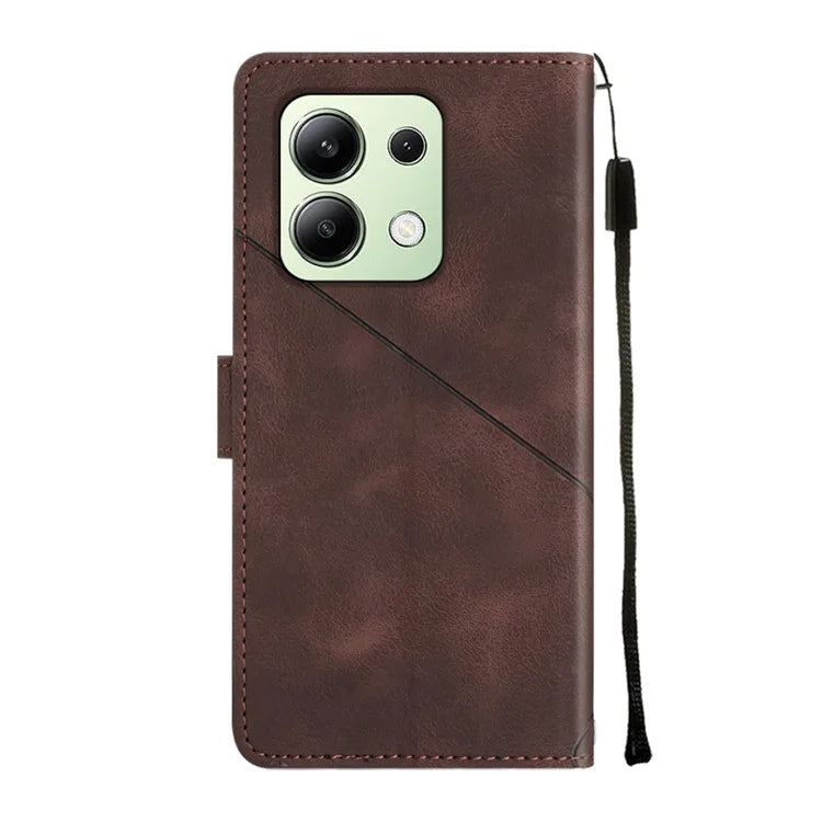 PT005 YB Imprinting Series-6 For Xiaomi Redmi Note 13 4G Leather Case with Hand Strap Wallet Cover