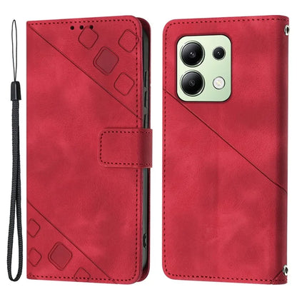 PT005 YB Imprinting Series-6 For Xiaomi Redmi Note 13 4G Leather Case with Hand Strap Wallet Cover