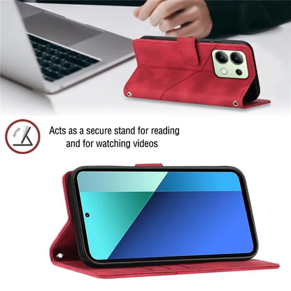 PT005 YB Imprinting Series-6 For Xiaomi Redmi Note 13 4G Leather Case with Hand Strap Wallet Cover