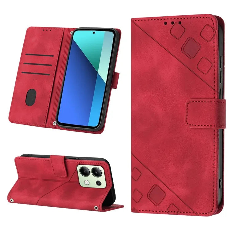 PT005 YB Imprinting Series-6 For Xiaomi Redmi Note 13 4G Leather Case with Hand Strap Wallet Cover
