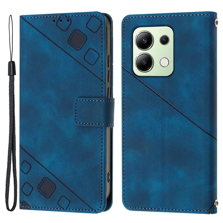PT005 YB Imprinting Series-6 For Xiaomi Redmi Note 13 4G Leather Case with Hand Strap Wallet Cover
