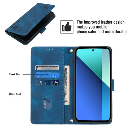 PT005 YB Imprinting Series-6 For Xiaomi Redmi Note 13 4G Leather Case with Hand Strap Wallet Cover