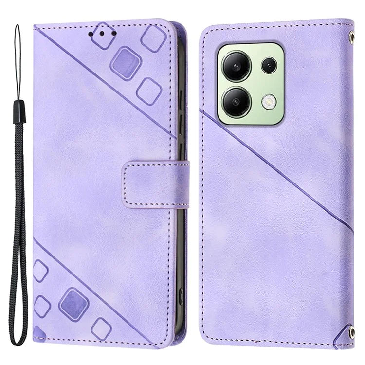 PT005 YB Imprinting Series-6 For Xiaomi Redmi Note 13 4G Leather Case with Hand Strap Wallet Cover