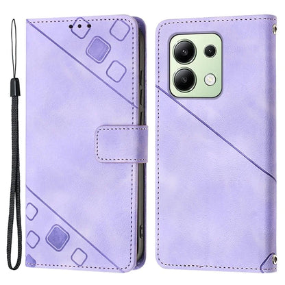 PT005 YB Imprinting Series-6 For Xiaomi Redmi Note 13 4G Leather Case with Hand Strap Wallet Cover