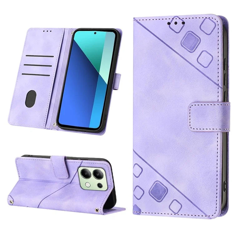 PT005 YB Imprinting Series-6 For Xiaomi Redmi Note 13 4G Leather Case with Hand Strap Wallet Cover