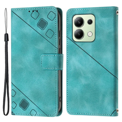 PT005 YB Imprinting Series-6 For Xiaomi Redmi Note 13 4G Leather Case with Hand Strap Wallet Cover