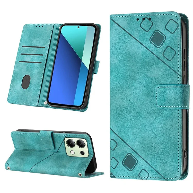 PT005 YB Imprinting Series-6 For Xiaomi Redmi Note 13 4G Leather Case with Hand Strap Wallet Cover