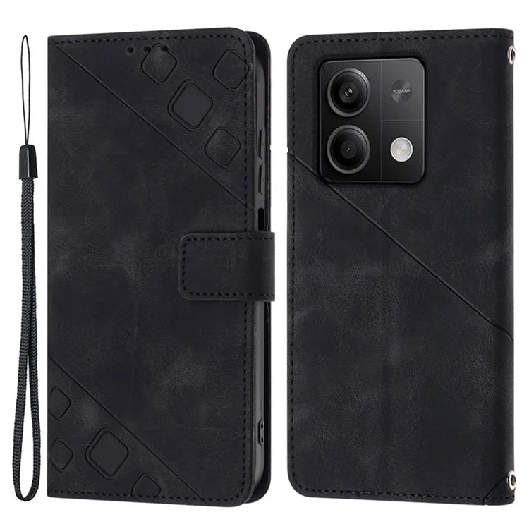 PT005 YB Imprinting Series-6 For Xiaomi Redmi Note 13 5G Case Wallet Skin-touch Leather Cover