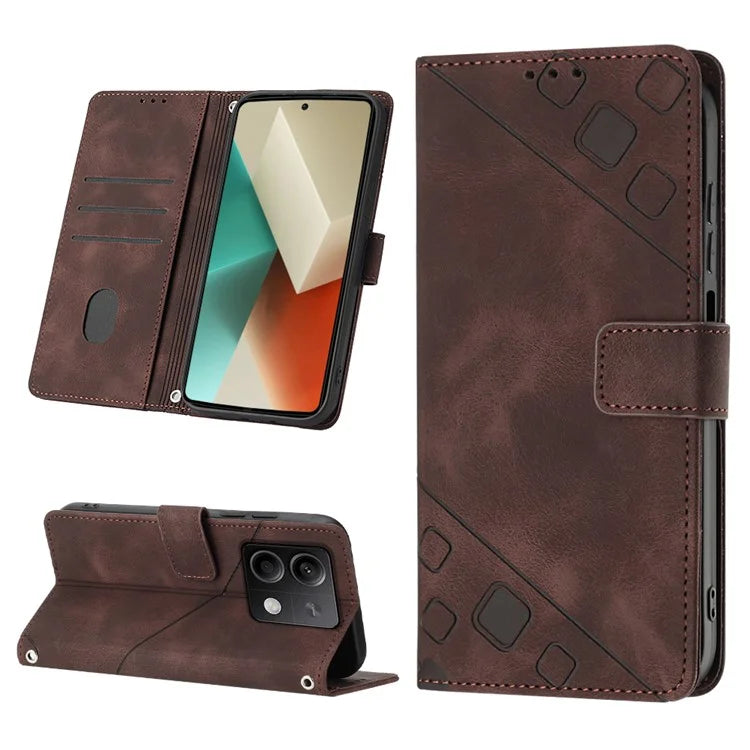 PT005 YB Imprinting Series-6 For Xiaomi Redmi Note 13 5G Case Wallet Skin-touch Leather Cover