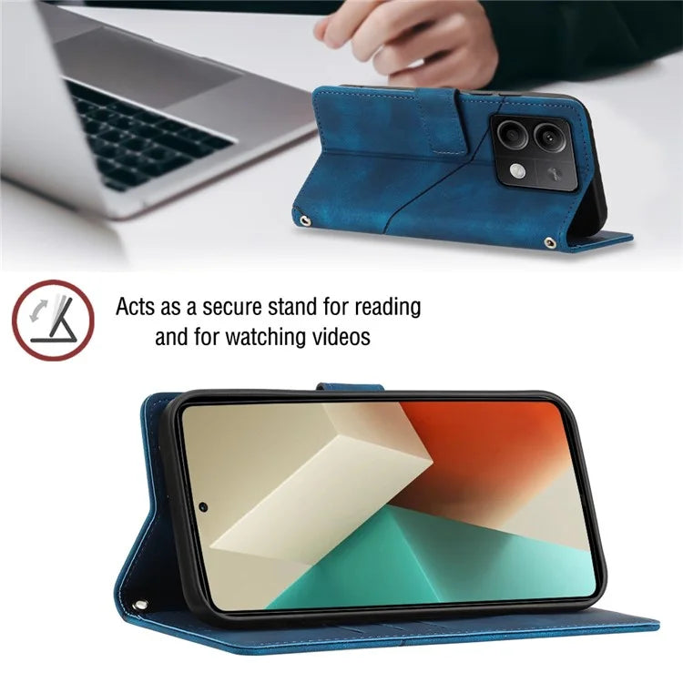 PT005 YB Imprinting Series-6 For Xiaomi Redmi Note 13 5G Case Wallet Skin-touch Leather Cover