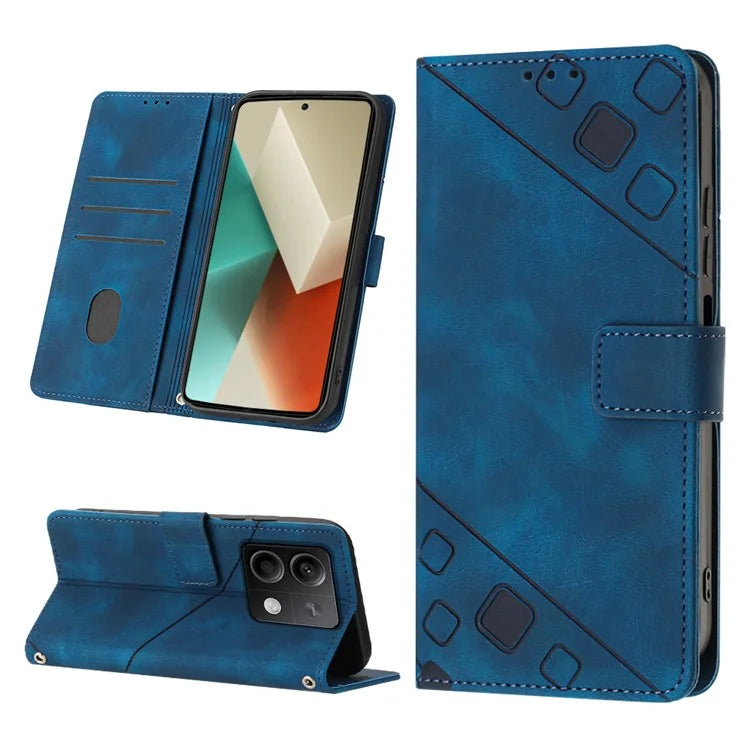 PT005 YB Imprinting Series-6 For Xiaomi Redmi Note 13 5G Case Wallet Skin-touch Leather Cover