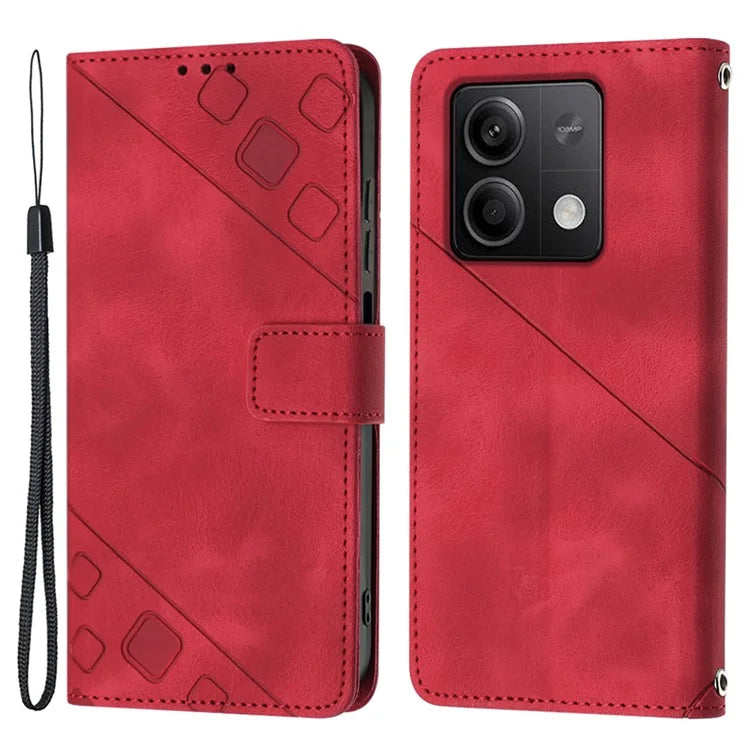 PT005 YB Imprinting Series-6 For Xiaomi Redmi Note 13 5G Case Wallet Skin-touch Leather Cover