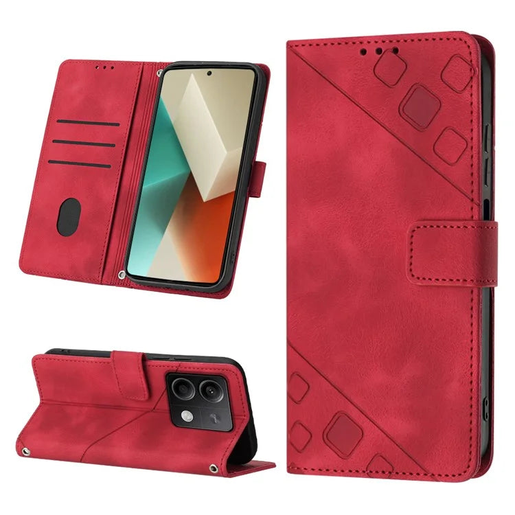 PT005 YB Imprinting Series-6 For Xiaomi Redmi Note 13 5G Case Wallet Skin-touch Leather Cover