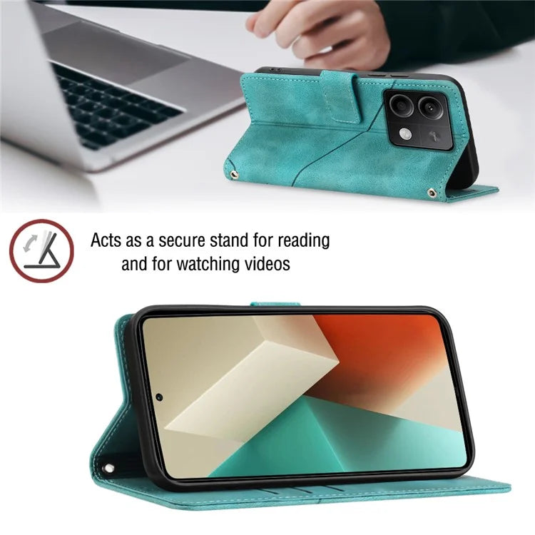 PT005 YB Imprinting Series-6 For Xiaomi Redmi Note 13 5G Case Wallet Skin-touch Leather Cover