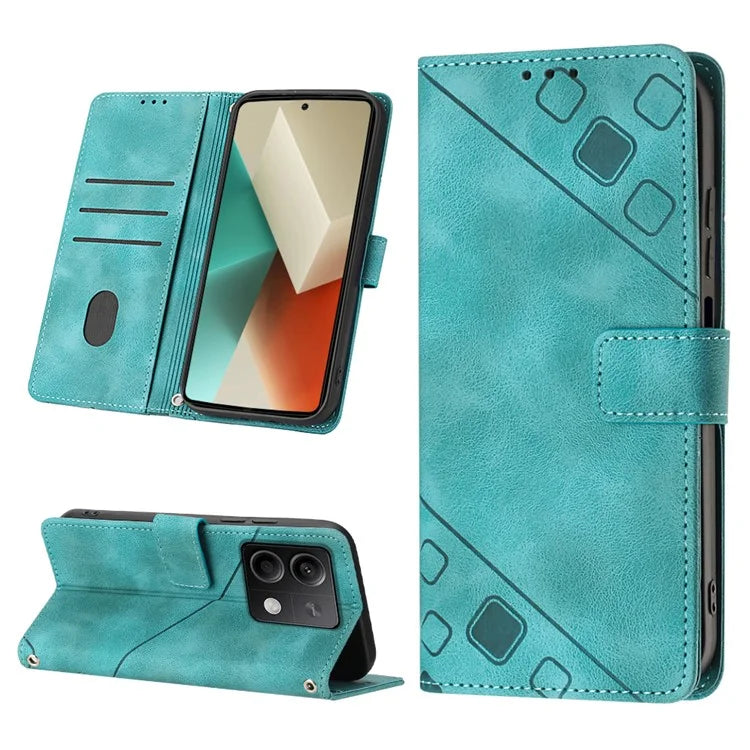 PT005 YB Imprinting Series-6 For Xiaomi Redmi Note 13 5G Case Wallet Skin-touch Leather Cover