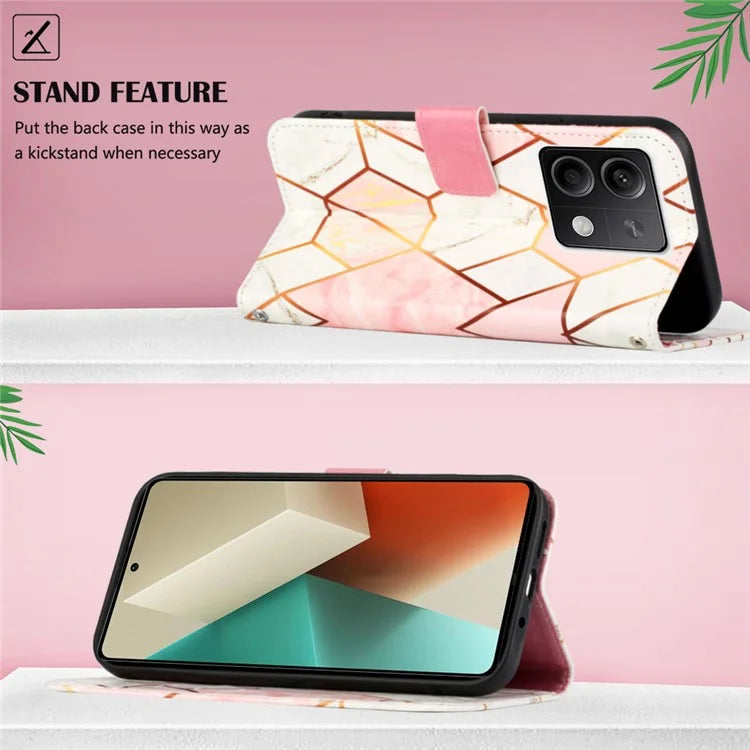 YB Pattern Printing Leather Series-6 For Xiaomi Redmi Note 13 5G Case Wallet Phone Cover with Straps