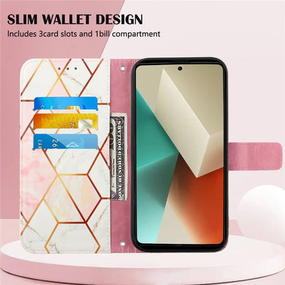 YB Pattern Printing Leather Series-6 For Xiaomi Redmi Note 13 5G Case Wallet Phone Cover with Straps
