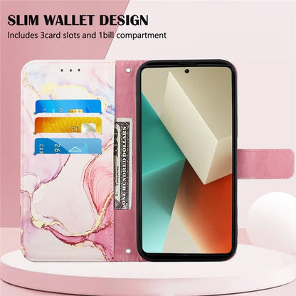 YB Pattern Printing Leather Series-6 For Xiaomi Redmi Note 13 5G Case Wallet Phone Cover with Straps