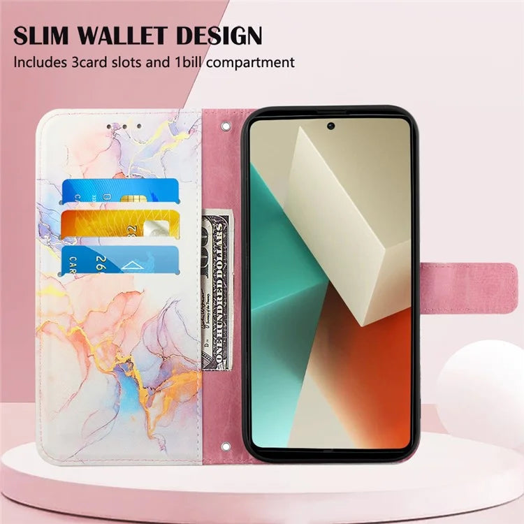 YB Pattern Printing Leather Series-6 For Xiaomi Redmi Note 13 5G Case Wallet Phone Cover with Straps