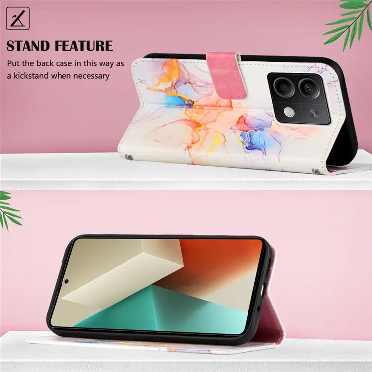 YB Pattern Printing Leather Series-6 For Xiaomi Redmi Note 13 5G Case Wallet Phone Cover with Straps