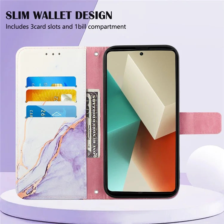 YB Pattern Printing Leather Series-6 For Xiaomi Redmi Note 13 5G Case Wallet Phone Cover with Straps