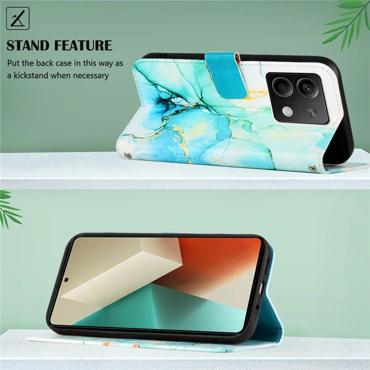 YB Pattern Printing Leather Series-6 For Xiaomi Redmi Note 13 5G Case Wallet Phone Cover with Straps