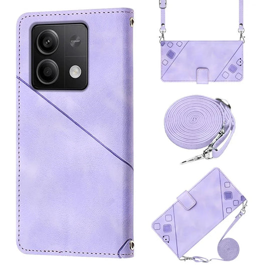 PT005 YB Imprinting Series-7 for Xiaomi Redmi Note 13 5G Case PU Leather Phone Cover Purse with Neck Cord
