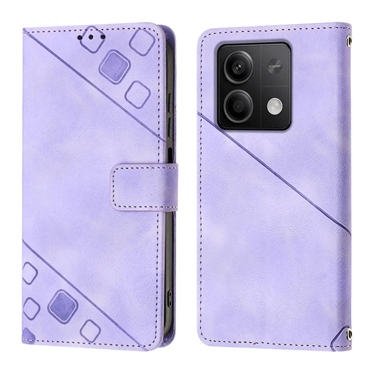 PT005 YB Imprinting Series-7 for Xiaomi Redmi Note 13 5G Case PU Leather Phone Cover Purse with Neck Cord