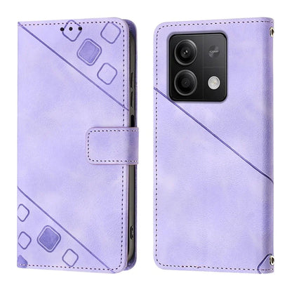 PT005 YB Imprinting Series-7 for Xiaomi Redmi Note 13 5G Case PU Leather Phone Cover Purse with Neck Cord