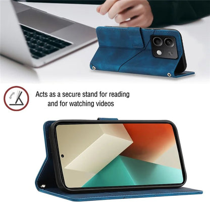 PT005 YB Imprinting Series-7 for Xiaomi Redmi Note 13 5G Case PU Leather Phone Cover Purse with Neck Cord