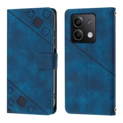 PT005 YB Imprinting Series-7 for Xiaomi Redmi Note 13 5G Case PU Leather Phone Cover Purse with Neck Cord